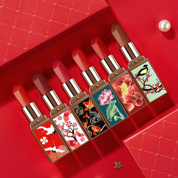 twg故宫中国风口红不易掉色不沾杯哑光雾面口红平价学生党素胭脂红