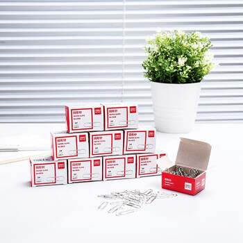 得力 金属回形针 曲别针 镀镍防锈曲别针文件分类收纳工具多功能文具鱼尾夹商务办公 100枚/盒 0018