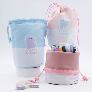 国誉(KOKUYO)淡彩星球·多功能站立式大开口笔袋收纳包化妆包 蓝色 WSG-PCJ212B