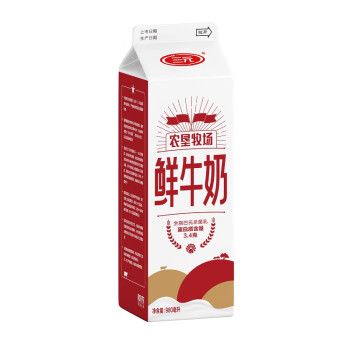 三元 农垦牧场 全脂鲜牛奶 980ml*1瓶  巴氏杀菌鲜牛奶  （2件起售）
