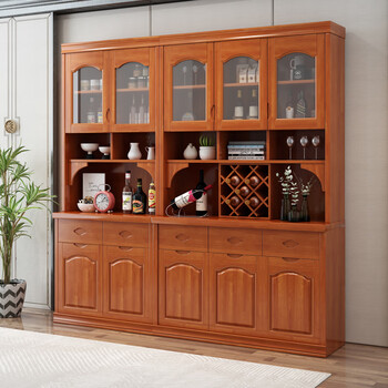 酒柜靠墙一体餐厅茶水柜客厅高柜厨房储物碗柜门厅柜 海棠色 五门2