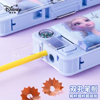 迪士尼（Disney）小学生文具盒 多功能笔盒带笔削 儿童女孩双面大容量笔袋铅笔盒学习用品 艾莎公主开学季礼物