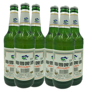 5折阜新梅6瓶580ml整箱雪白牌啤酒12度大绿棒子烈性玻璃瓶闷倒驴6瓶