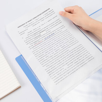 得力(deli)5006ES  A4透明活页多层分页试卷夹文件夹插页袋80页资料册文件收纳册学生办公用 蓝色 12本装