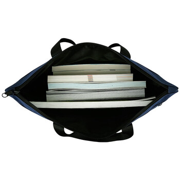 西玛（SIMAA）双层事务包拉链袋 手提商务会议包公文包 文件资料收纳包办公用品蓝色6714