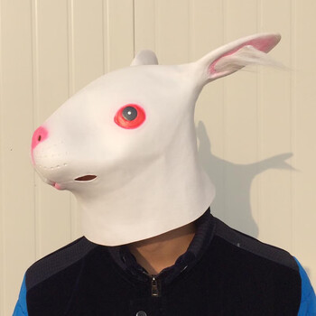 动物头套抖音搞笑面具酒吧表演道具 乳胶 白色兔子头套