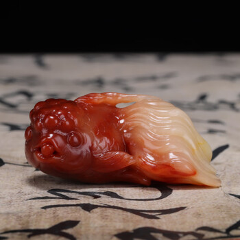 寿山石 老性芙蓉石《年年有鱼》锦鲤把件 手工雕刻 芙蓉摆件藏品 ss