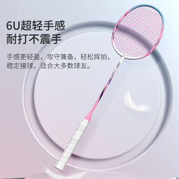 京东京造 超轻6U全碳素羽毛球拍单拍 训练速度型 粉蓝R300S 京东京造 超轻6U全碳素羽毛球拍单拍 训练速度型 粉蓝R300S