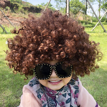 儿童爆炸头假发彩色成人球迷装扮婚庆搞笑小丑表演道具头饰发套60cm