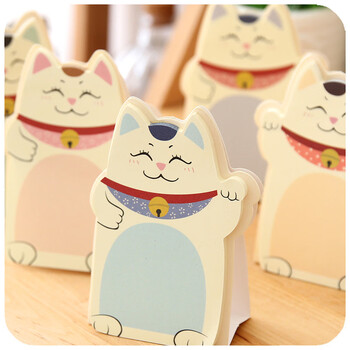 芬尚 可爱造型便利贴百事贴即时贴记事贴40张 招财猫便签纸  粉色