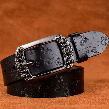 吻过真皮腰带女纯牛皮宽韩版女士裤带复古休闲简约学生时尚百搭皮带