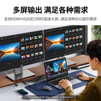 绿联Type-C扩展坞USB-C转HDMI雷电4拓展坞网口转接读卡hub分线器通用苹果15/16华为小米笔记本电脑ipad