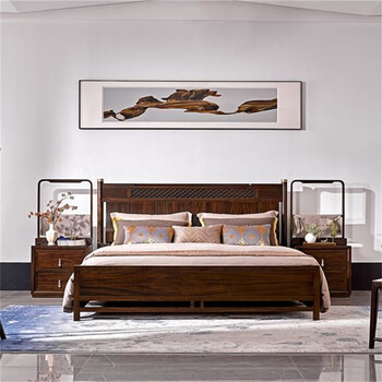 南洋胡氏檀赋系列明清中式实木床tfe912床头912床架1518米床床尾凳tfe