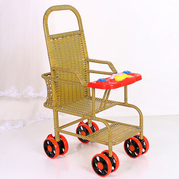 藤编婴儿推车夏季宝宝竹藤推车夏季婴儿仿藤椅推车轻便竹编推车小孩