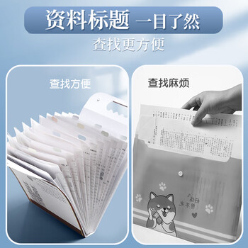 文谷（Wengu）A4多层分隔风琴包13格文件袋资料册试卷合同收纳大容量手提式学生必备