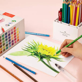 辉柏嘉（Faber-castell）水溶彩色铅笔48色笔筒盒装（配水溶铅笔+自来水笔）美术写生