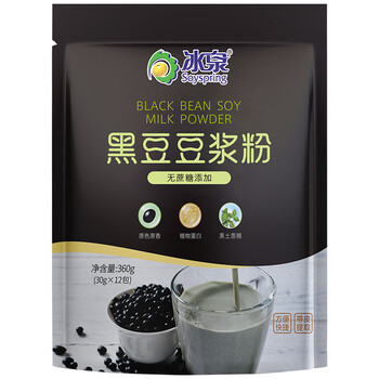 冰泉豆浆 无蔗糖添加黑豆豆浆粉 360g(30g*12小条) 冰泉豆浆 无蔗糖添加黑豆豆浆粉 360g(30g*12小条)