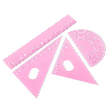 誉禾三角套尺四件套 学生考试绘图尺子套装 波浪边直尺/三角尺/量角器6136粉色 誉禾三角套尺四件套 学生考试绘图尺子套装 波浪边直尺/三角尺/量角器6136粉色