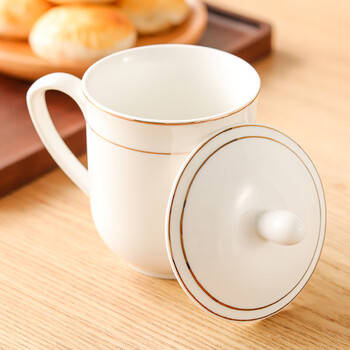 洁雅杰陶瓷茶杯 带盖水杯子(350ml)陶瓷茶杯陶瓷办公杯 贵族杯