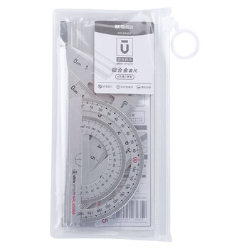 晨光(M&G)文具铝合金黑白套尺尺子套装小学生考试 4件套 直尺15cm+三角尺*2+量角器ARLN0459中考高考