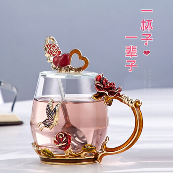 诺诗曼生日礼物送女生实用杯子高颜值玻璃杯女士茶杯结婚送新人闺蜜女友