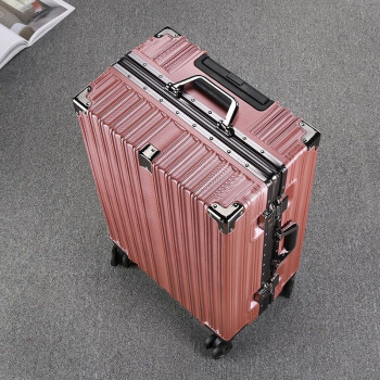彬尚铝框拉杆箱男女行李箱大容量旅行箱登机箱密码箱小型皮箱学生箱子 玫瑰金色加厚铝框款 20英寸