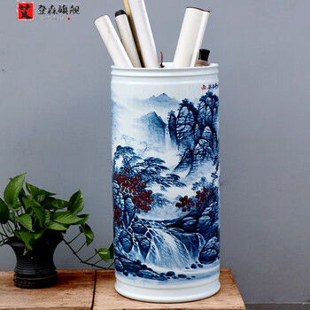 中国，景德镇，青白釉風景画花瓶 中国，景德镇，青白釉風景画花瓶