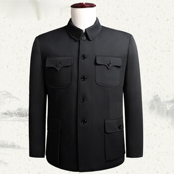 冬天送父亲爷爷穿的中山装外套军便装上衣中老年翻领反领爸爸装中式