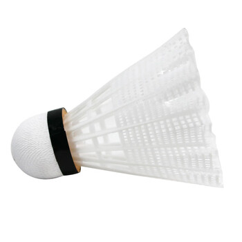 红双喜DHS耐打训练尼龙羽毛球塑料胶练习羽球6只装白色EG60