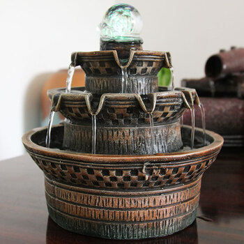 轮水室内办公桌面小型流水喷泉客厅装饰小12112241八方来财242421