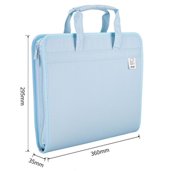 得力（deli）A4/13格布质风琴包 多层文件夹学生试卷作业发票收纳袋 办公学习文件资料手提包资料册  浅蓝72561