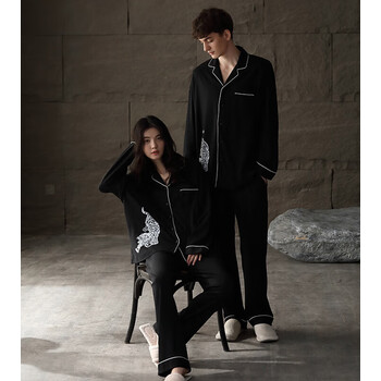 Callneed轻奢品牌情侣睡衣中青年新款秋季棉开衫长袖家居服一男一女可外穿秋冬家居服Z-Z2368 160(M)身高155-163cm体重90-105