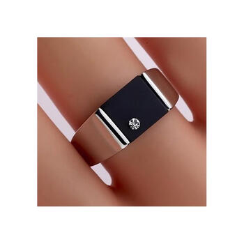 老凤凰巴西黑玛瑙钻石戒指莫桑钻白金戒子实心男士戒指铂金钻戒个性