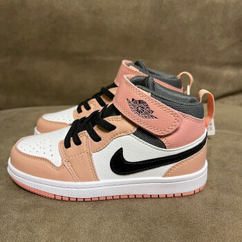 aj乔一儿童魔术贴中帮男女宝宝运动休闲鞋白粉22