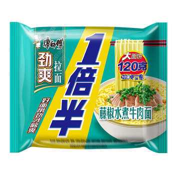 康师傅劲爽一倍半袋装方便面红烧牛肉香辣牛肉藤椒水煮牛肉多口味泡面