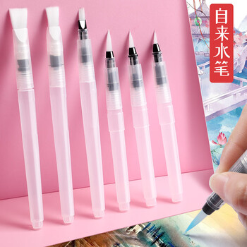 反转自来水笔套装软头水粉固体水彩颜料画笔美术学生绘画用注水式储水毛笔3支【尖头】大+中+小水彩笔