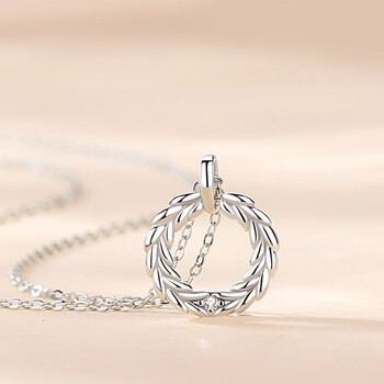 chalavrodw项链2023穗项链女银韩款镶钻稻穗吊坠项饰b麦穗项链白金色