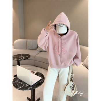 晋蒙优衣女装r秋季新款休闲女式套头长袖卫衣重工刺绣字母中长新款库