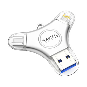 iDiskk64GB MFi认证三合一手机U盘type-c电脑直连存储大容量适用华为安卓苹果15iPhone16照片备份优盘
