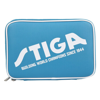 STIGA斯帝卡斯蒂卡 皮革乒乓球拍套拍包 双层方形乒乓球包 CP-5W21蓝色