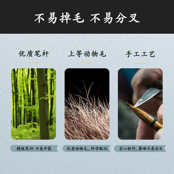 得力（deli）白云毛笔兼毫加健羊毫入门书法毛笔套装文房四宝大中小号国画笔大楷笔礼物 加健小白云 开学文具