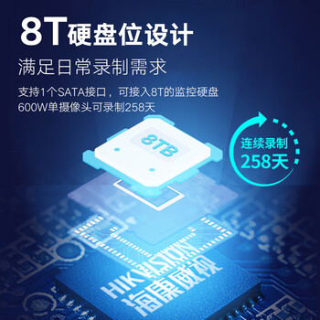 海康威视硬盘录像机路双网口4K超高清智能报警网络监控主机快速回查手机远程访问DS-7808N-Q1/8N