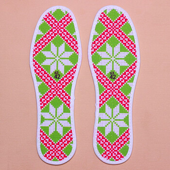 2020年新款半成品带针线绣花手工鞋垫高清印花加厚棉布鞋垫几何八角38