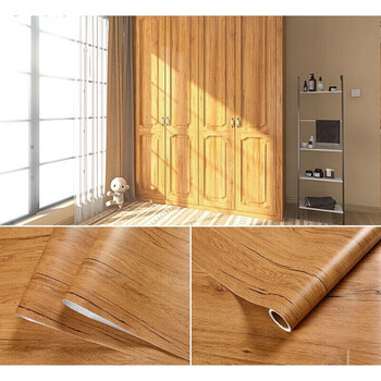 大衣柜贴纸柜子旧家具木柜门翻新自粘厨房橱柜内里面装饰防水防潮黄