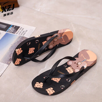 夹脚耐穿可爱女生黑色懒人拖鞋女鞋1号黑色熊36偏小一码建议拍大一码