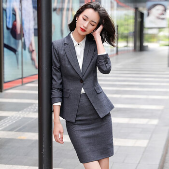 特洛曼暗格西装套装女职业装长袖春秋工装工作服2020年商务正装面试
