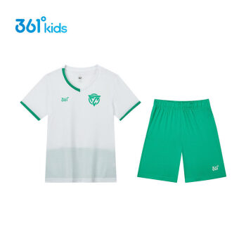361°男童装足球套装夏季新款中大童小学生短袖短裤运动两件套潮 本白/蜡笔绿 130
