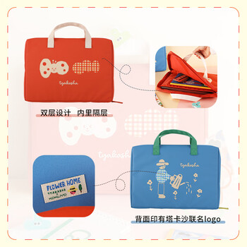 国誉（KOKUYO）【热门商品】Tyakasha塔卡沙联名Pad收纳包平板手提电脑补习袋适用14英寸 蓝色 1个 WSG-KB3M01-6