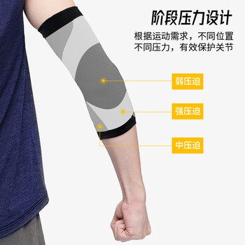 安德玛（Under Armour）运动护肘男女健身防护篮球羽毛球护臂 加压透气护手肘 黑色L码