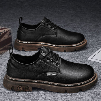 骁尚xiaoshang男鞋秋季复古英伦男士大头皮鞋黑色百搭商务正装休闲鞋